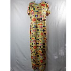 Fashion Nova Give Me a Sign Maxi Dress Women's 2X Short Sleeve Yellow Stretch